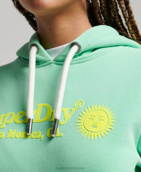 Superdry hanorac vintage pentru locație îmbrăcăminte verde femei JX0Z2315