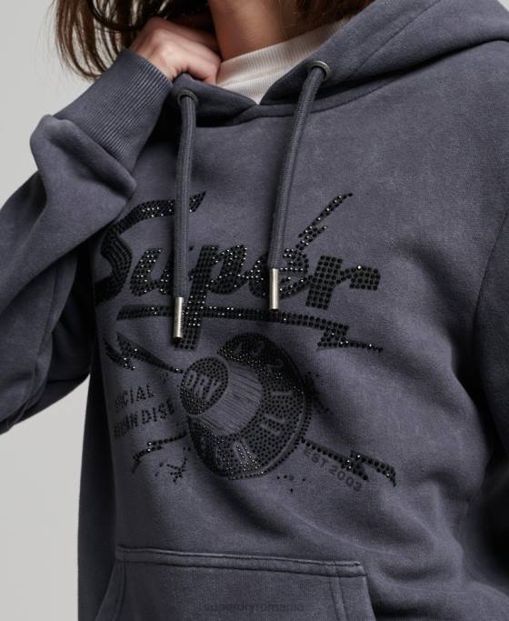 Superdry hanorac vintage pentru magazinul de produse comerciale îmbrăcăminte negru femei JX0Z3367