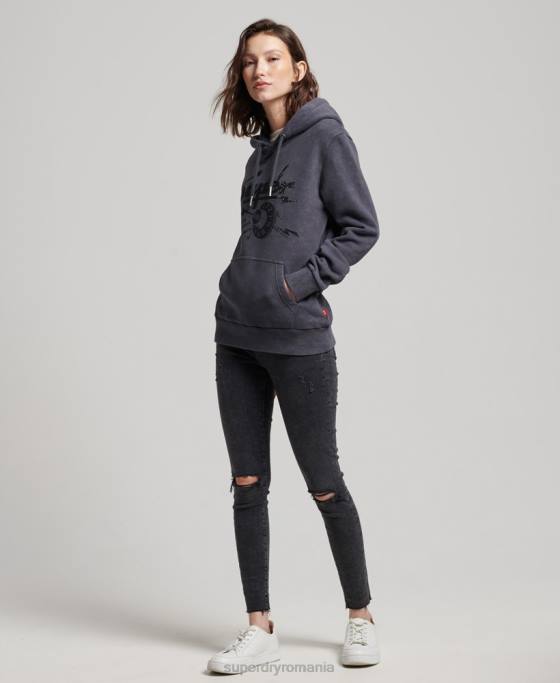 Superdry hanorac vintage pentru magazinul de produse comerciale îmbrăcăminte negru femei JX0Z3367