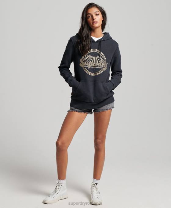 Superdry hanorac vintage pentru magazinul de produse comerciale îmbrăcăminte negru femei JX0Z3368
