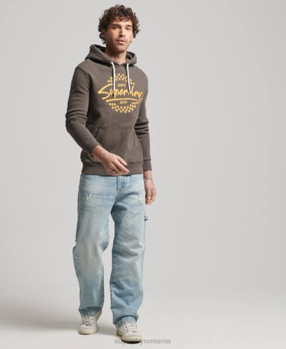 Superdry hanorac vintage pentru modelatori și producători îmbrăcăminte gri inchis bărbați JX0Z609