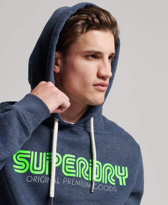 Superdry hanorac vintage retro repetitiv îmbrăcăminte albastru bărbați JX0Z651