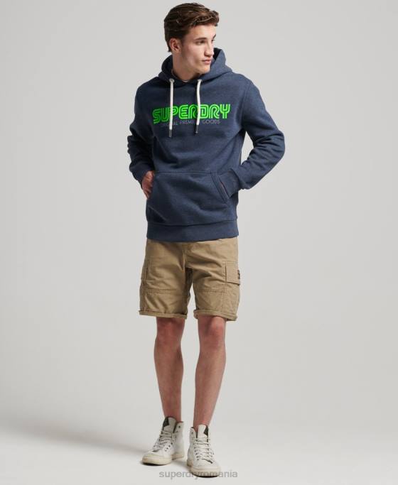 Superdry hanorac vintage retro repetitiv îmbrăcăminte albastru bărbați JX0Z651