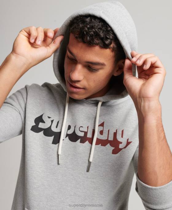 Superdry hanorac vintage shadow îmbrăcăminte gri deschis bărbați JX0Z706