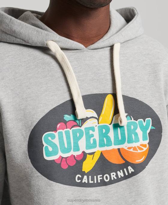 Superdry hanorac vintage surf ranchero îmbrăcăminte gri deschis bărbați JX0Z839