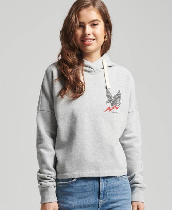 Superdry hanorac vintage surf ranchero îmbrăcăminte gri deschis femei JX0Z5890