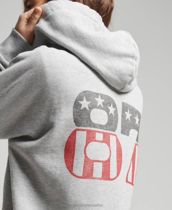 Superdry hanorac vintage surf ranchero îmbrăcăminte gri deschis femei JX0Z5890