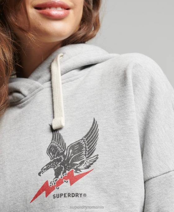 Superdry hanorac vintage surf ranchero îmbrăcăminte gri deschis femei JX0Z5890