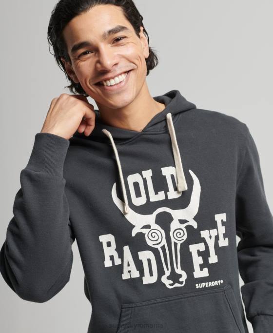 Superdry hanorac vintage surf ranchero îmbrăcăminte gri inchis bărbați JX0Z860