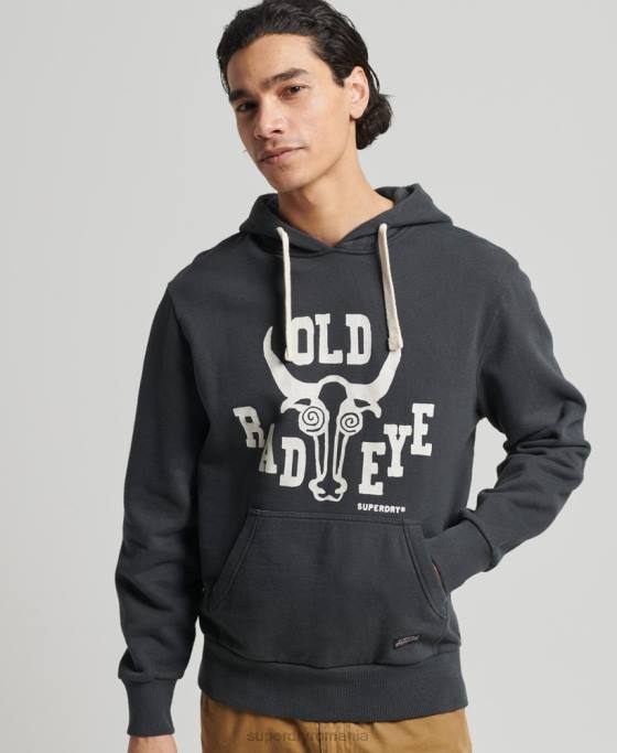Superdry hanorac vintage surf ranchero îmbrăcăminte gri inchis bărbați JX0Z860