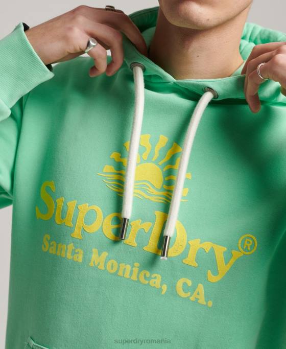 Superdry hanorac vintage venue neon îmbrăcăminte verde bărbați JX0Z681