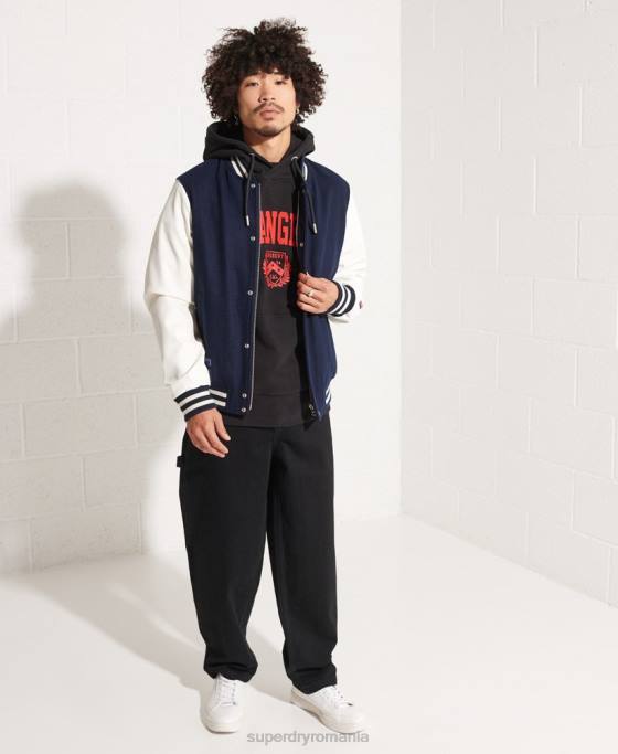 Superdry hanoracul city college îmbrăcăminte negru bărbați JX0Z658