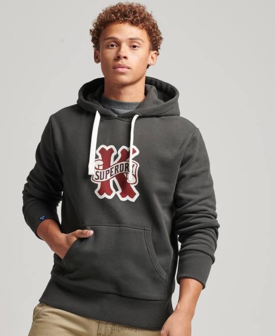 Superdry hanoracul colegial îmbrăcăminte gri inchis bărbați JX0Z5089
