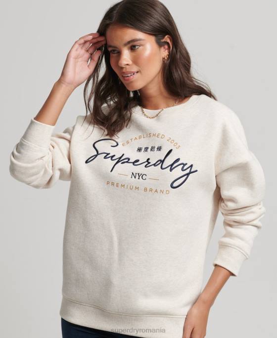 Superdry hanoracul echipaj stabilit îmbrăcăminte bej femei JX0Z3499
