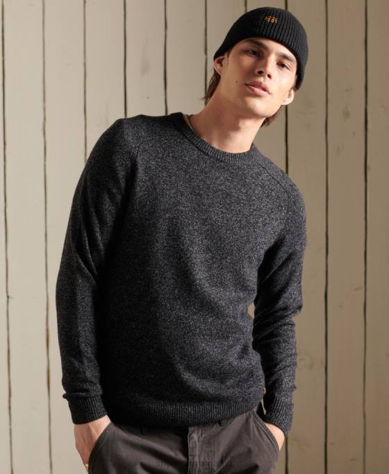 Superdry harlo crew jumper îmbrăcăminte negru bărbați JX0Z5326