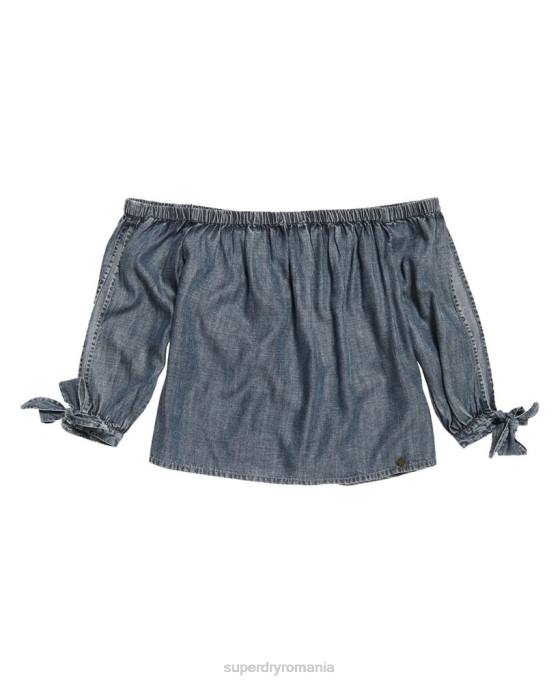 Superdry helena top îmbrăcăminte albastru femei JX0Z3069