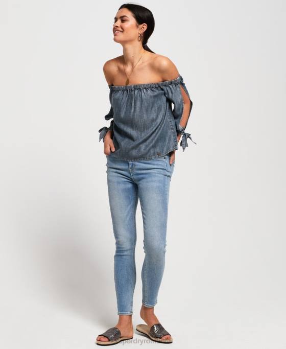 Superdry helena top îmbrăcăminte albastru femei JX0Z3069