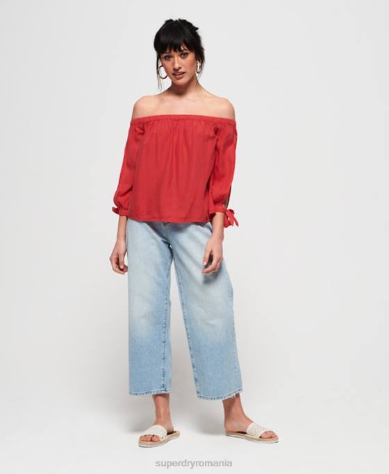 Superdry helena top îmbrăcăminte roșu femei JX0Z3075