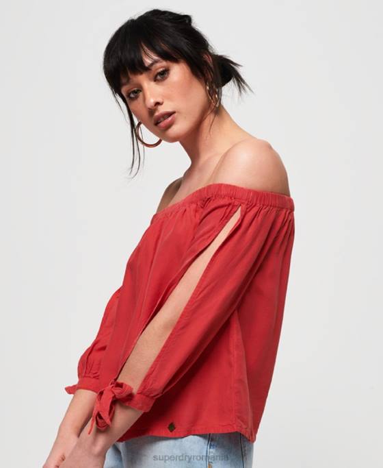 Superdry helena top îmbrăcăminte roșu femei JX0Z3075
