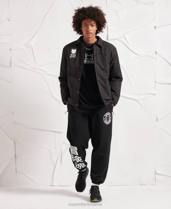 Superdry jacheta antrenor opoziției îmbrăcăminte negru bărbați JX0Z1189