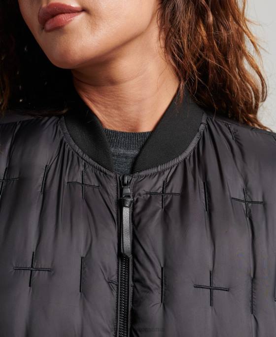 Superdry jacheta bomber brodata îmbrăcăminte negru femei JX0Z5446