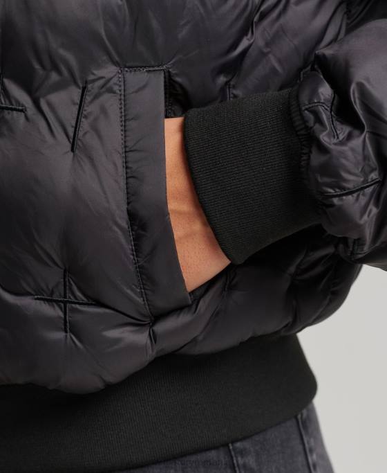 Superdry jacheta bomber brodata îmbrăcăminte negru femei JX0Z5446