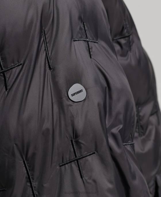 Superdry jacheta bomber brodata îmbrăcăminte negru femei JX0Z5446