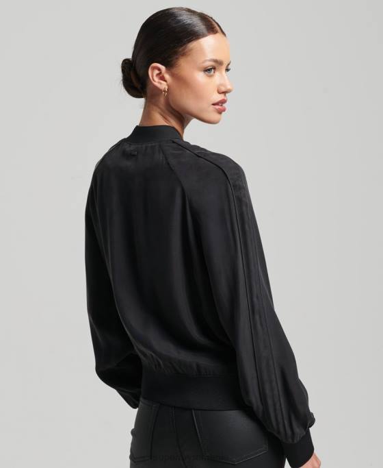 Superdry jacheta bomber cupro îmbrăcăminte negru femei JX0Z5606