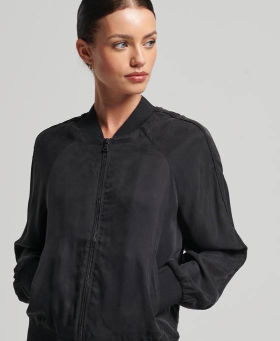 Superdry jacheta bomber cupro îmbrăcăminte negru femei JX0Z5606