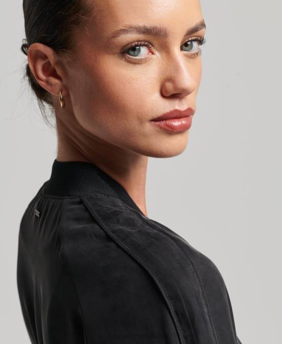 Superdry jacheta bomber cupro îmbrăcăminte negru femei JX0Z5606