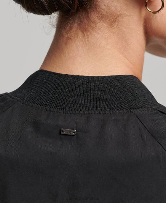 Superdry jacheta bomber cupro îmbrăcăminte negru femei JX0Z5606