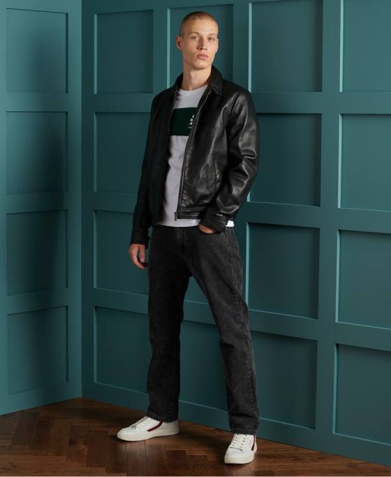 Superdry jacheta curtis piele usoara îmbrăcăminte negru bărbați JX0Z4608