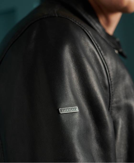 Superdry jacheta curtis piele usoara îmbrăcăminte negru bărbați JX0Z4608