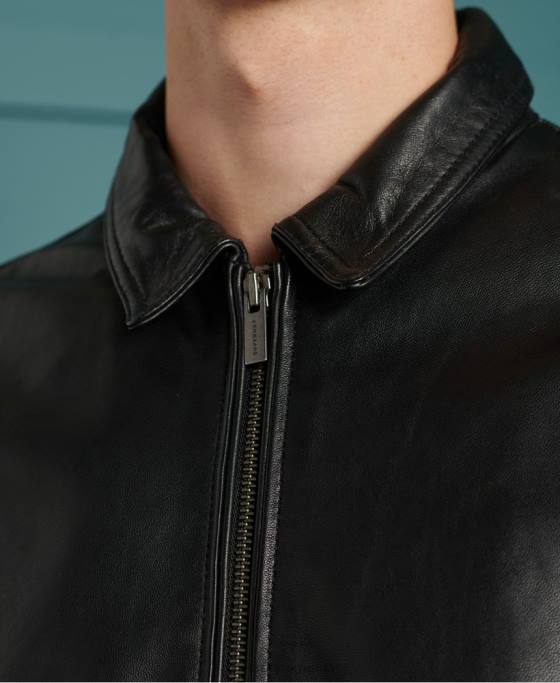 Superdry jacheta curtis piele usoara îmbrăcăminte negru bărbați JX0Z4608