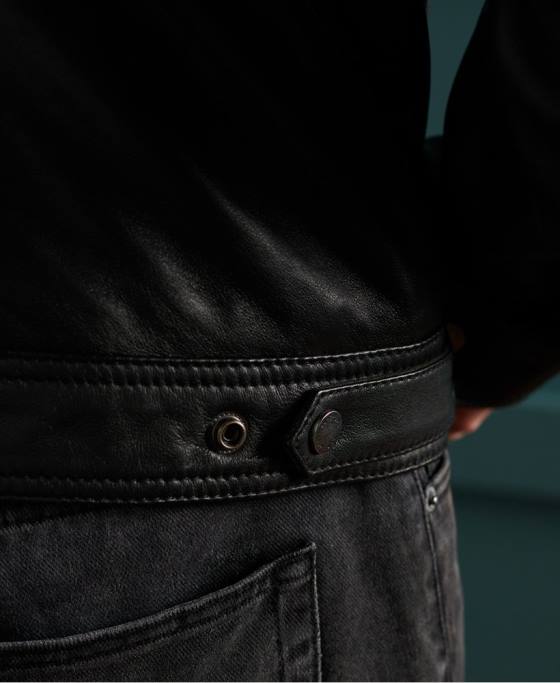 Superdry jacheta curtis piele usoara îmbrăcăminte negru bărbați JX0Z4608