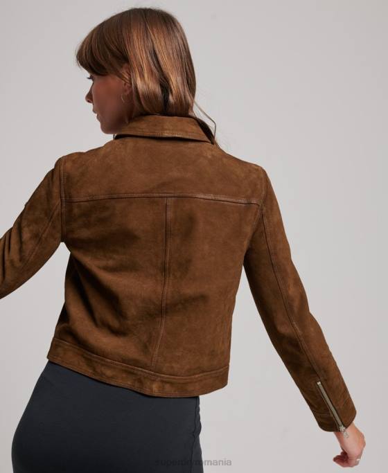 Superdry jacheta de piele intoarsa desert îmbrăcăminte maro femei JX0Z3541