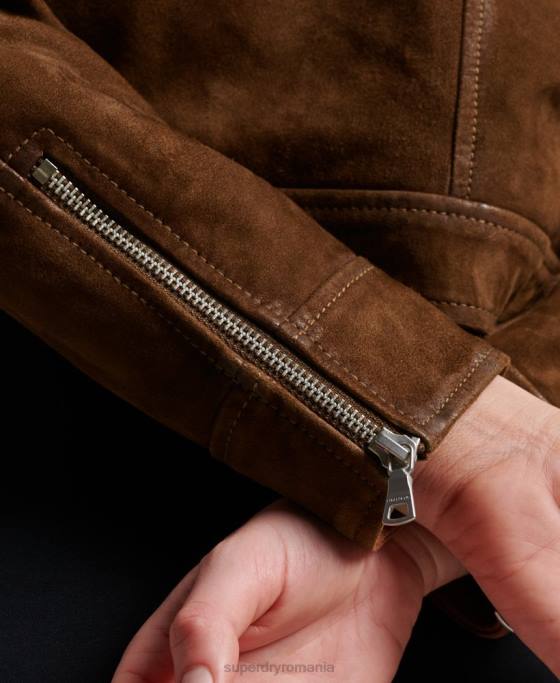 Superdry jacheta de piele intoarsa desert îmbrăcăminte maro femei JX0Z3541