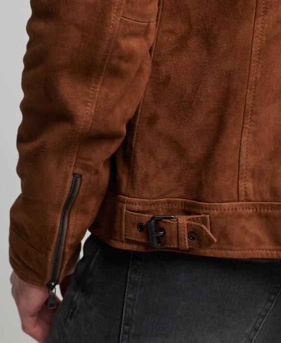 Superdry jacheta de piele intoarsa studios coach îmbrăcăminte bronzat bărbați JX0Z1147