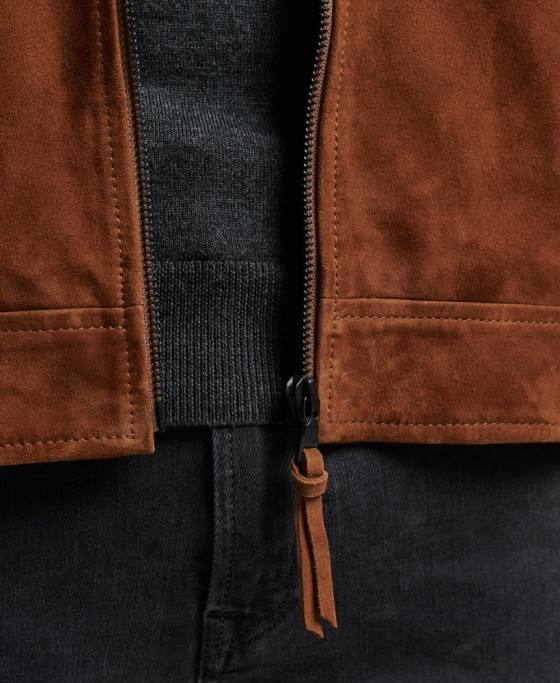 Superdry jacheta de piele intoarsa studios coach îmbrăcăminte bronzat bărbați JX0Z1147