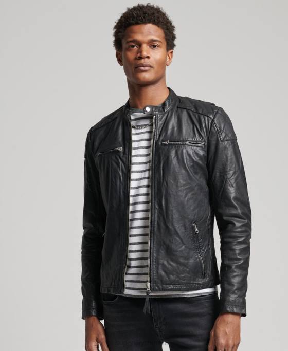Superdry jacheta moto racer îmbrăcăminte negru bărbați JX0Z4436