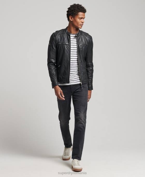 Superdry jacheta moto racer îmbrăcăminte negru bărbați JX0Z4436