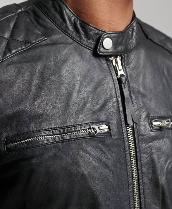 Superdry jacheta moto racer îmbrăcăminte negru bărbați JX0Z4436