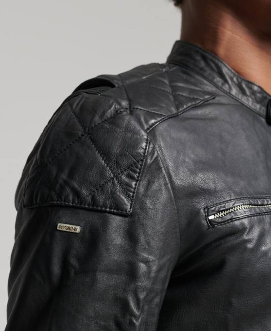Superdry jacheta moto racer îmbrăcăminte negru bărbați JX0Z4436