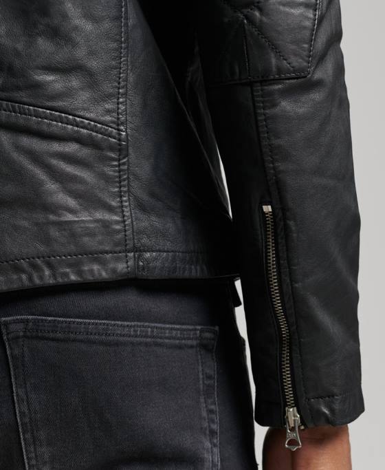 Superdry jacheta moto racer îmbrăcăminte negru bărbați JX0Z4436
