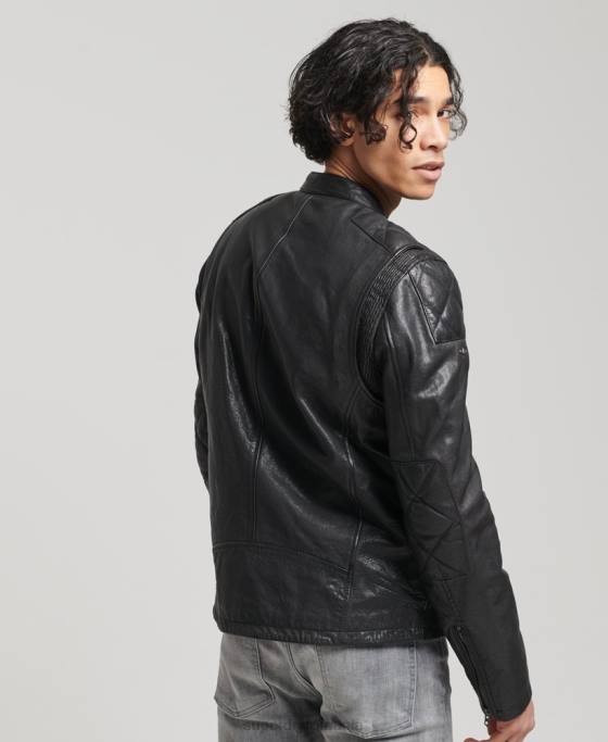 Superdry jacheta moto racer îmbrăcăminte negru bărbați JX0Z4776