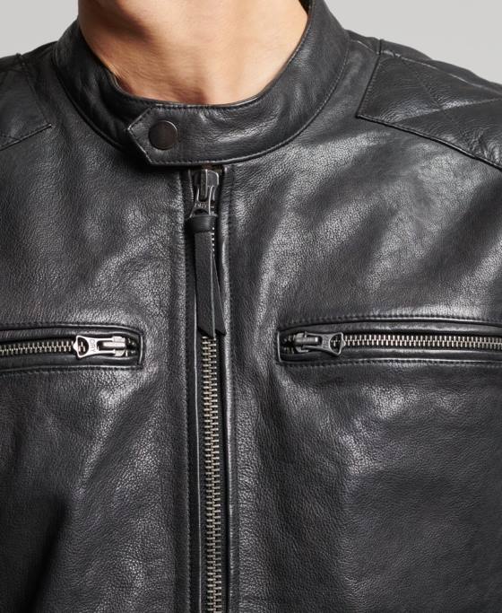 Superdry jacheta moto racer îmbrăcăminte negru bărbați JX0Z4776