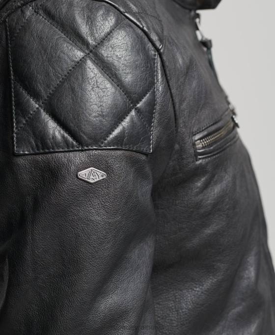 Superdry jacheta moto racer îmbrăcăminte negru bărbați JX0Z4776