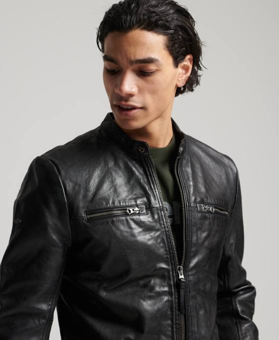Superdry jacheta sport din piele îmbrăcăminte negru bărbați JX0Z4783