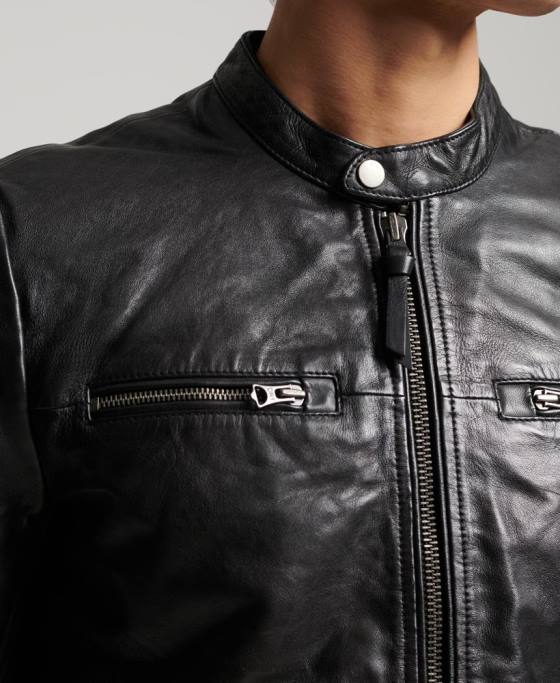 Superdry jacheta sport din piele îmbrăcăminte negru bărbați JX0Z4783