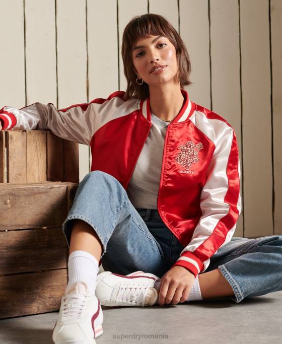 Superdry jacheta suika îmbrăcăminte roșu femei JX0Z5522